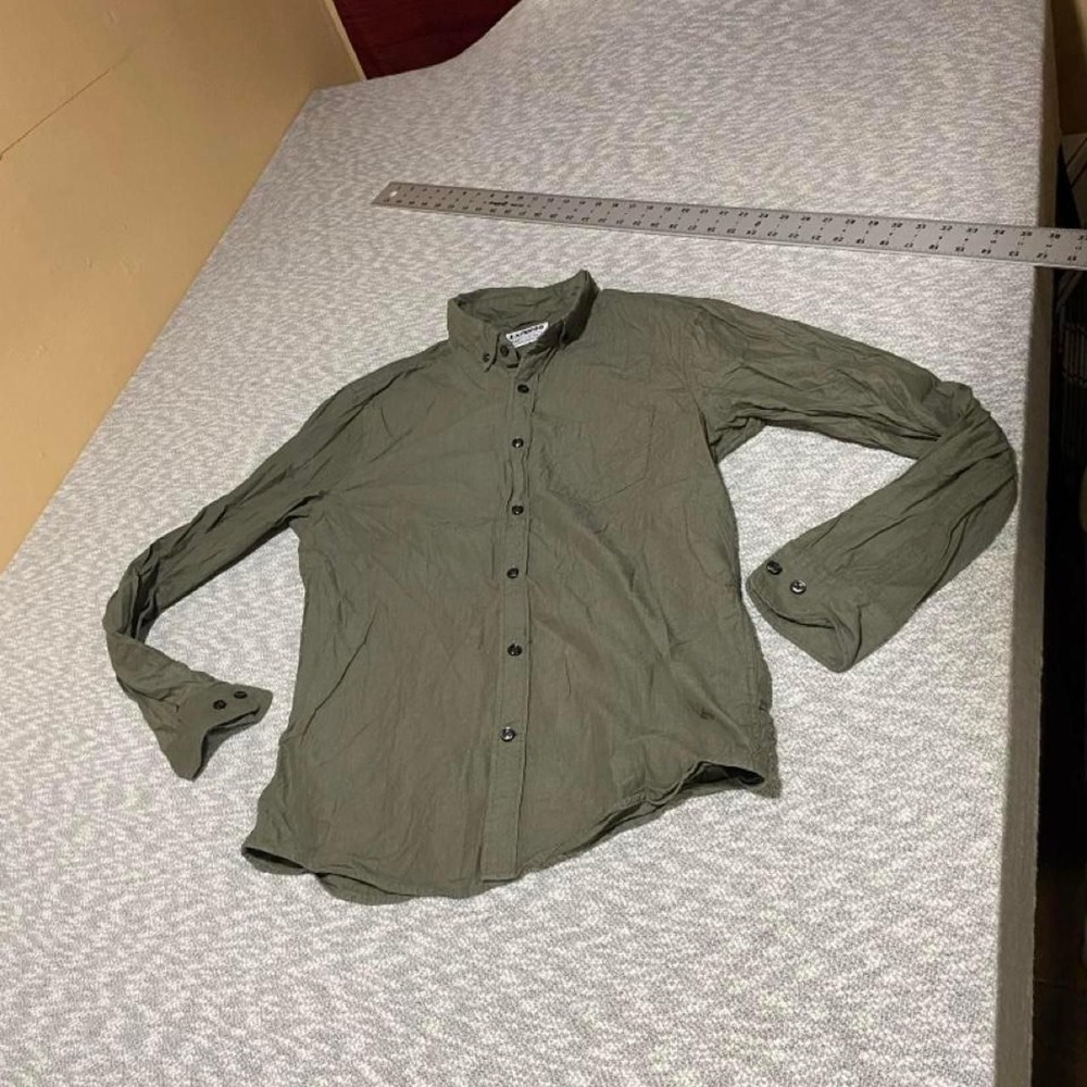 Express olive green slim fit button-up shirt men S. SKU-B455